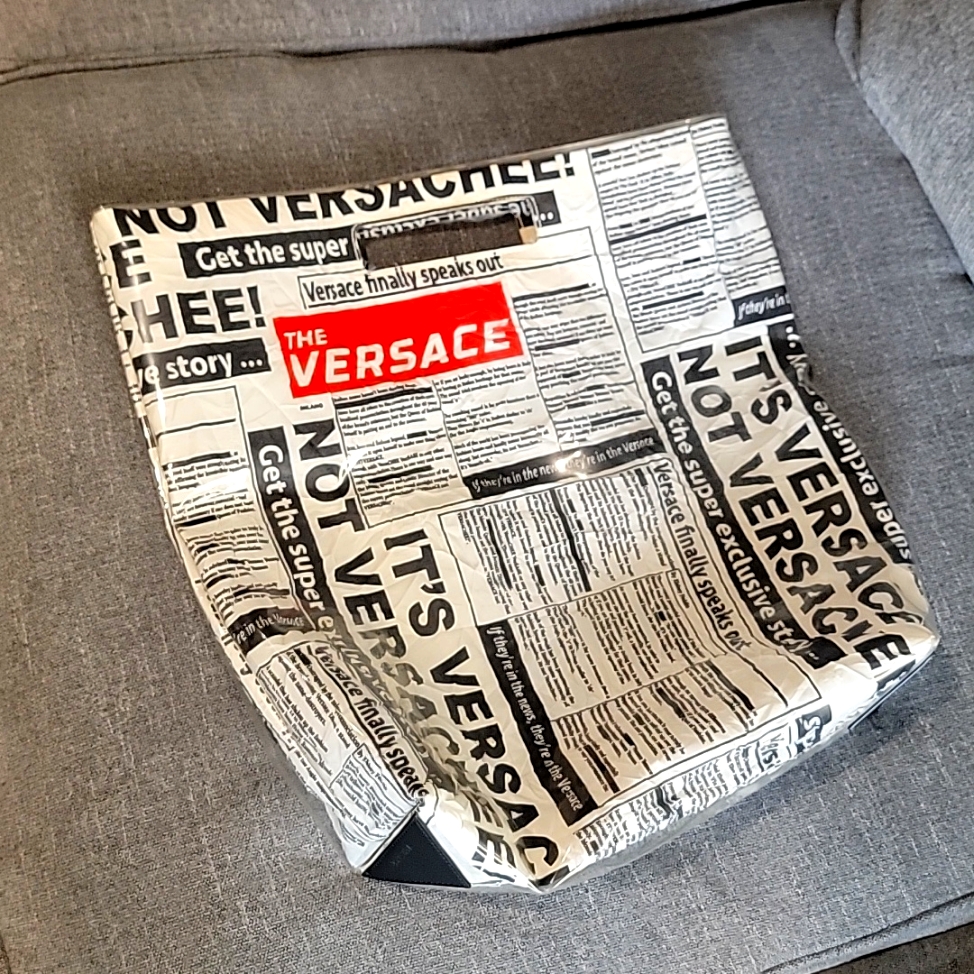 Versace White And Black Newspaper Shopping Tote